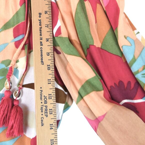 Free Destinations Floral Wide Leg Pants Size L Boho Islandcore Drawstring Shell - Picture 7 of 11